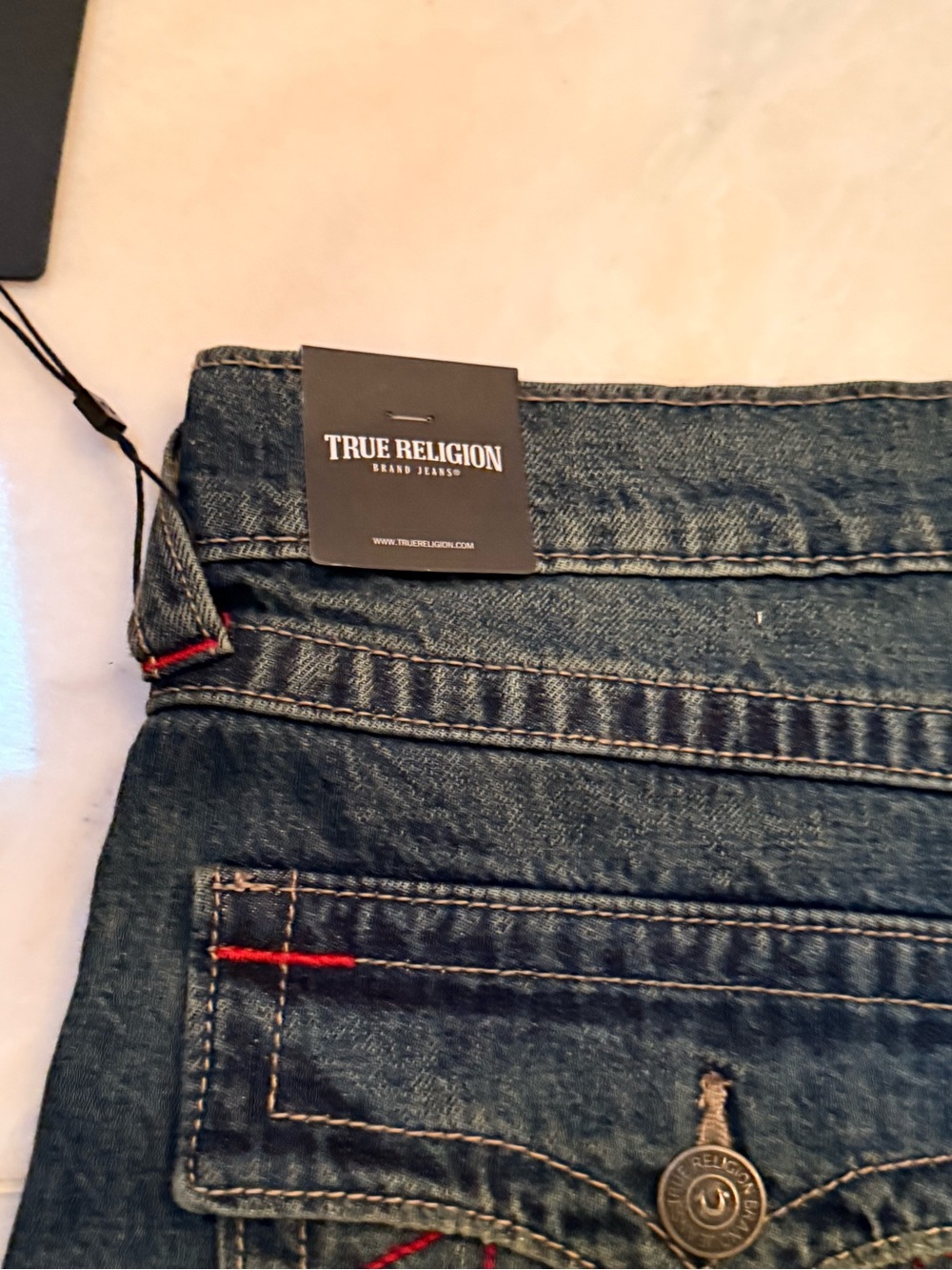 True Religion Men's Relaxed Wide-Leg Jeans in Faded Blue - Picture 4 of 6